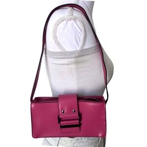 Y2K Guess Baguette Shoulder Bag Pink Magenta Faux Leather Vintage Purse 2000s